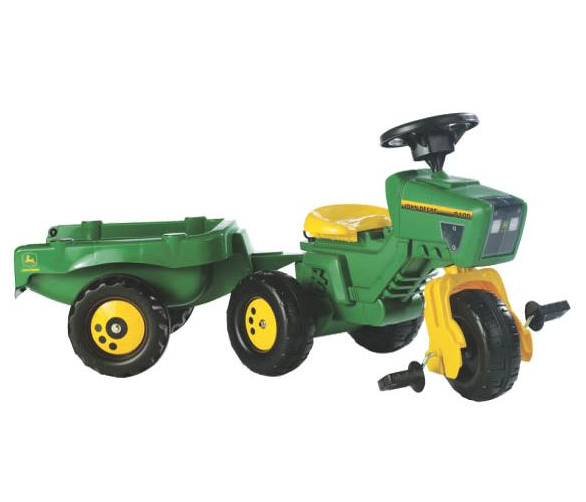 Tricicleta cu volan John Deere si remorca